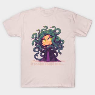 If Looks Could Kill... Super Cute Chibi Anime Gorgon Medusa T-Shirt